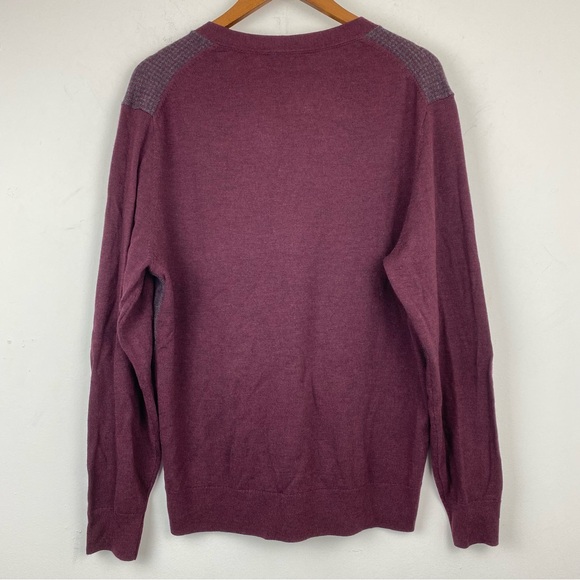 Hart Schaffner Marx size Large Men’s Burgundy Merino Wool Cardigan Sweater - Picture 7 of 7